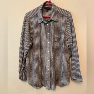 Banana Republic Striped Button-Down Shirt - Blue and White